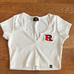 Hype and Vice white short sleeve Rutgers cropped top XS